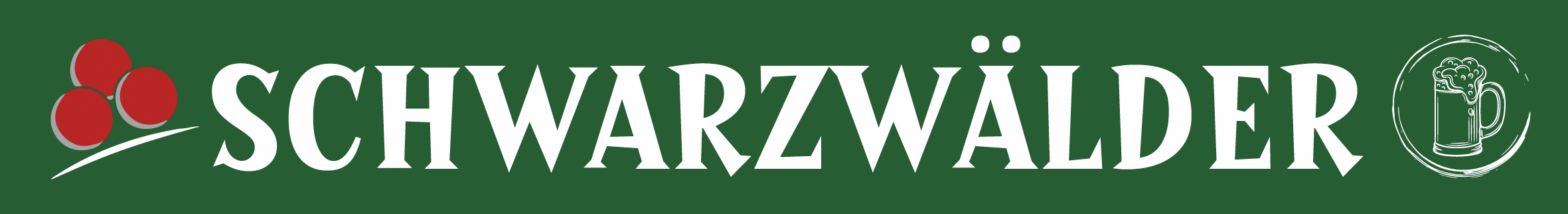 Schriftzug Schwarzwälder auf grünem Grund mit Bollehut und einem Bierkrug symbol